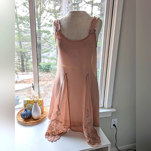 Free People Sheer Peachy Beaded‎ Applique Dress - Picture 5 of 16